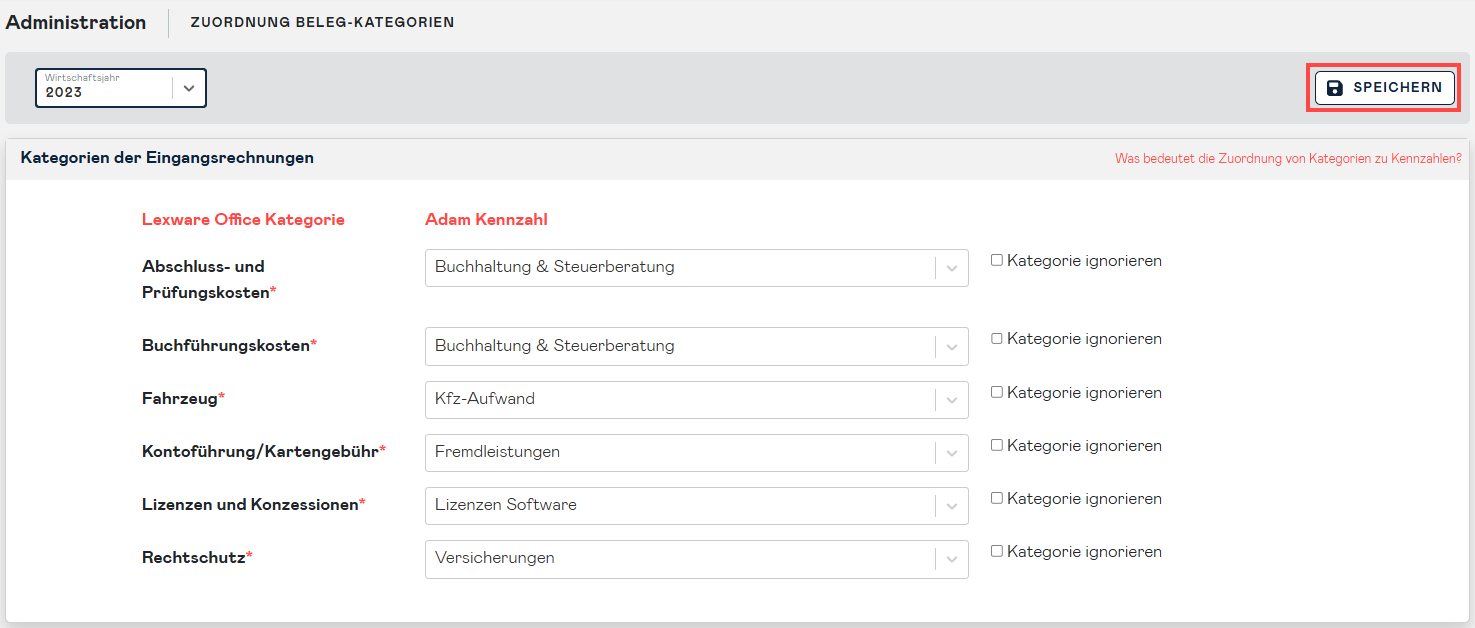 Lexware Office save mappings