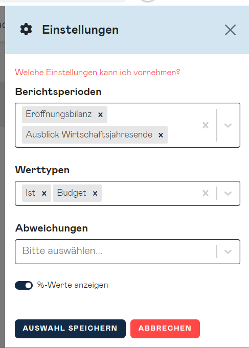 liquidity balance detail settings