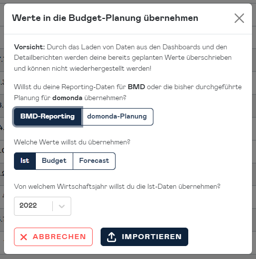 planning import data popup