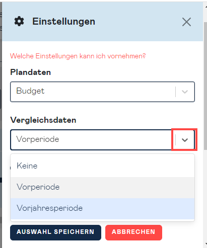 profitability dashboard settings comparision