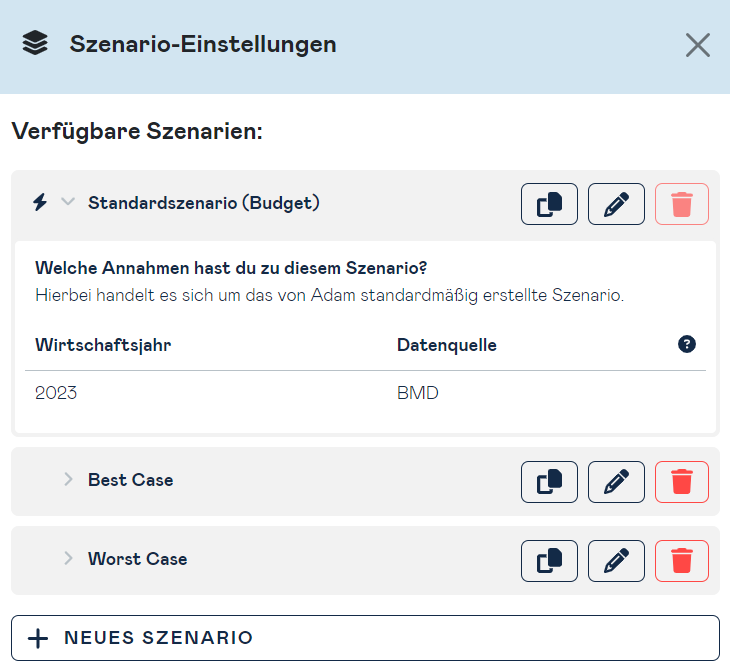 scenario administration details