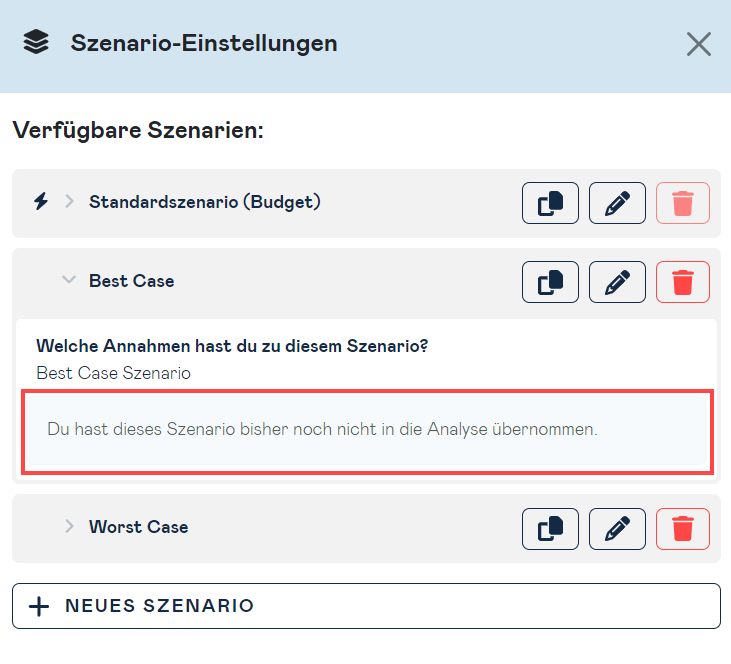 scenario administration details deletable