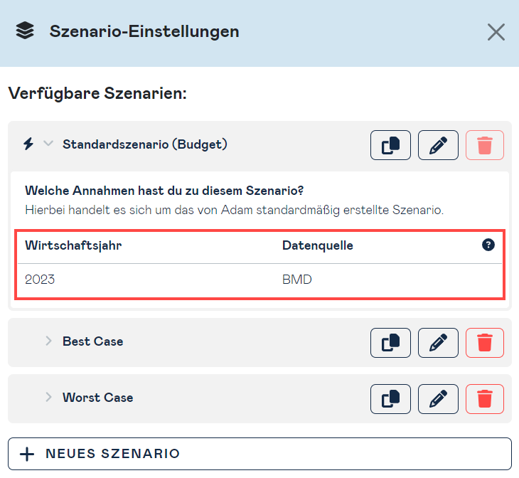 scenario in analysis info