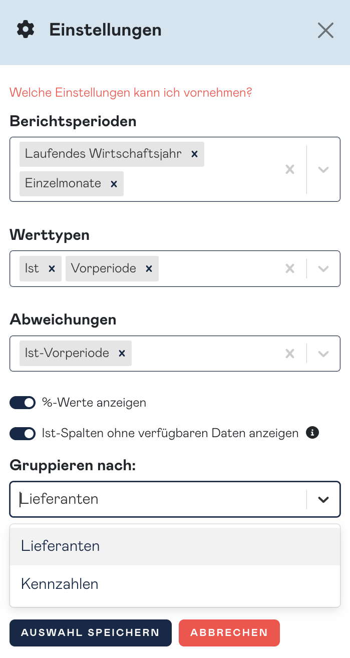 suppliers detail settings